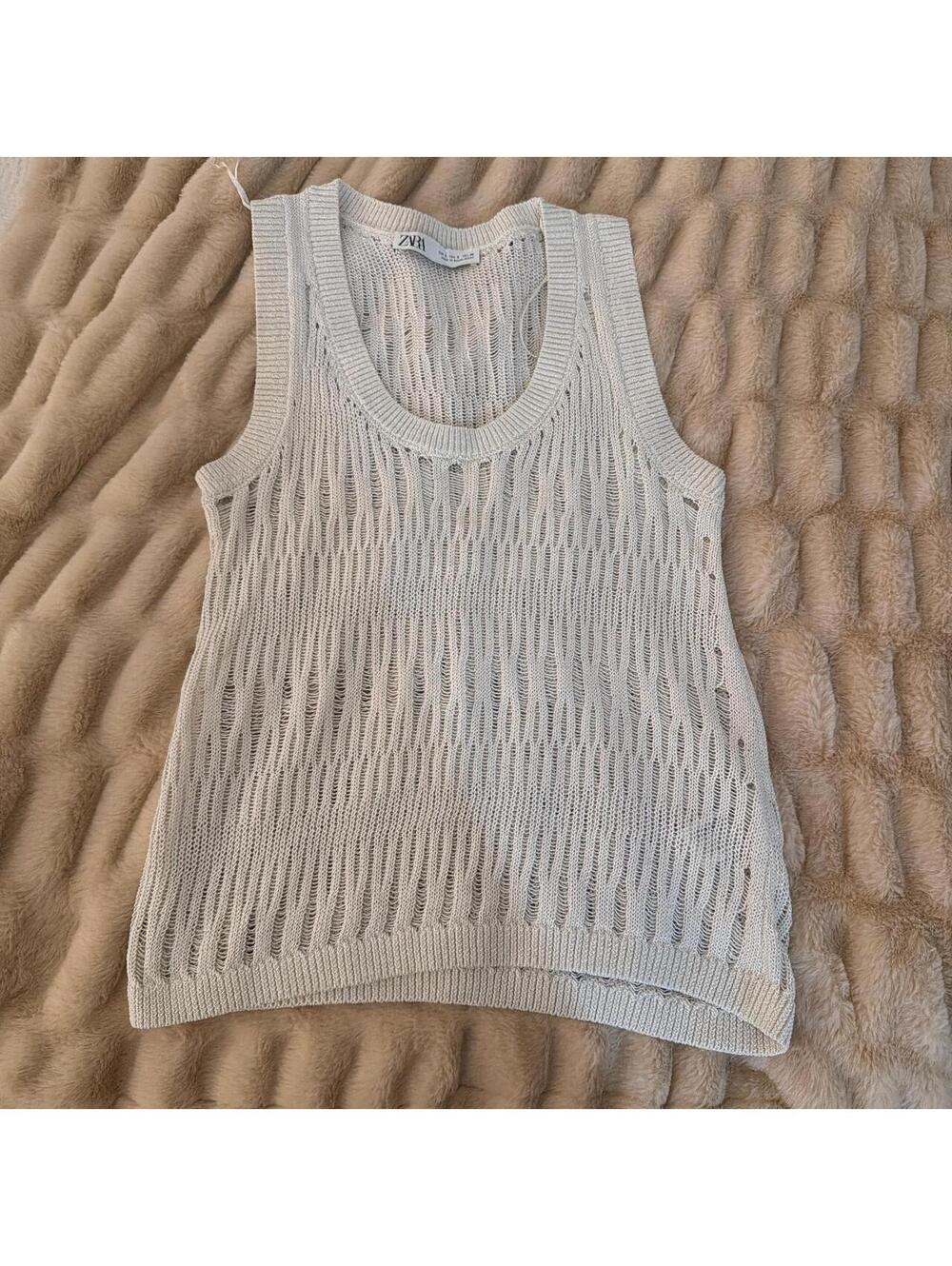 Zara Women's Blue and White Vests-tanks-cami